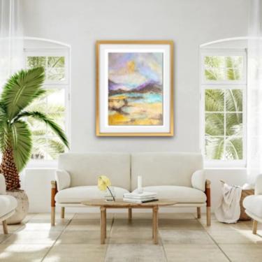 Ocean Sunset Seascape Canvas Print ~ Nautical Beach House Art ~ Coastal Beach House Art ~ Beach House Art ~ Gold Leaf Fine Art Print 