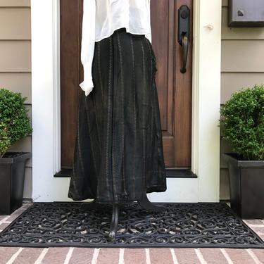Antique French Black Wool Skirt, Peasant Country Clothing, Early 1900s 