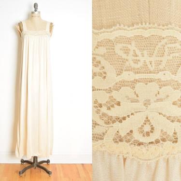 vintage 70s nightgown Diane von Furstenberg DVF cream lace logo lingerie S clothing 
