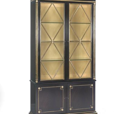 E. J VICTOR NEOCLASSICAL CABINET IN EBONY WITH GOLD DETAIL