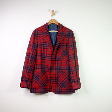 vintage Pendleton red plaid wool blazer jacket size m 