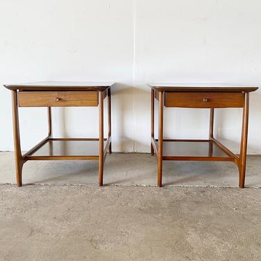 Pair Mid-Century Modern Single Drawer End Tables 
