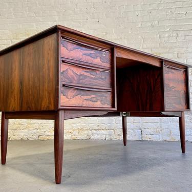 DANISH Mid Century Modern ROSEWOOD Two Sided DESK + Bookcase by Falster, 1960's 