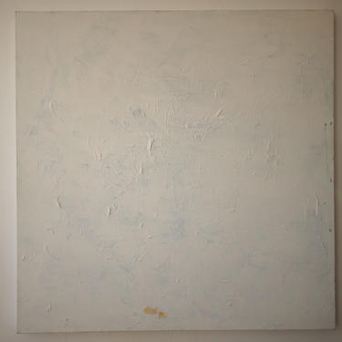 Original Joan GOLDSMITH ABSTRACT PAINTING 30x30&amp;quot; Oil / Canvas, Expressionist White Monochrome Square, Mid-Century Modern art eames knoll era 