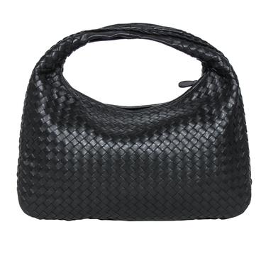 Bottega Veneta - Black Woven Leather "Intrecciato" Hobo Bag