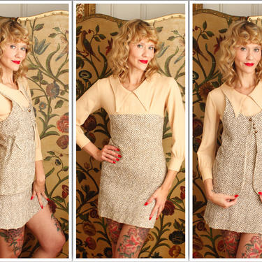 1960s Dress Set // Marlo Tweed Dress & Vest Set // vintage 60s 2pc dress 