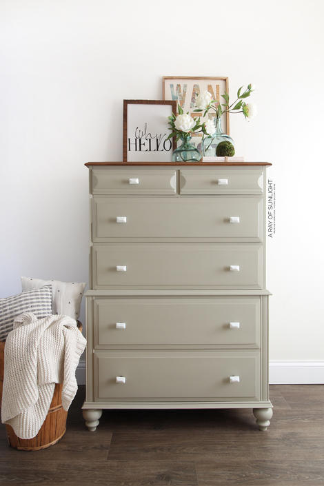 Tall Green Dresser Painted Furniture, Wooden Decorative Chest Drawers Tall