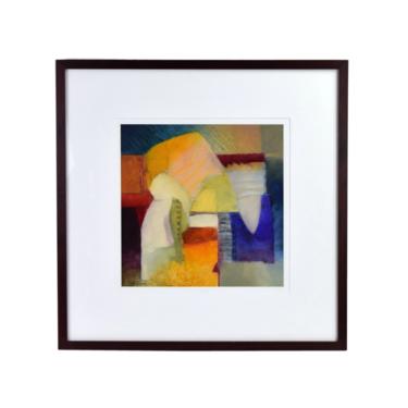 Vintage Modern Abstract Shapes Oil Painting Signed 
