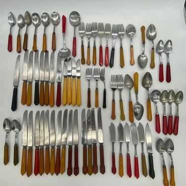 1940s Fiesta Go- Along Bakelite Handle Stainless Steel Mix and Match set of 68 
