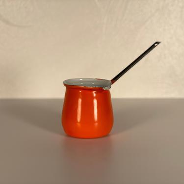 Vintage Orange Porcelain Enamel Mini Pitcher 