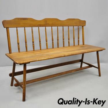 Vintage Maple Wood 60" Long Spindle Back Colonial Style Bench Banquette Seat