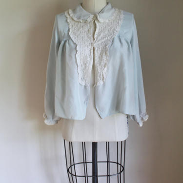 Vintage 1940s/50s Pale Blue Cold Rayon Bed Jacket / M 