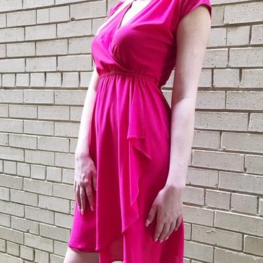 Vintage 90s Fuchsia Pink Wrap Dress 
