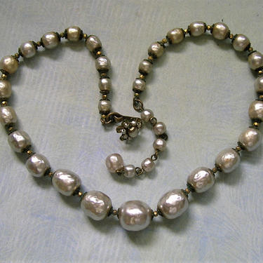 Vintage Miriam Haskell Baroque Faux Pearl Necklace, Old Haskell Pearl Necklace, Graduated Haskell Pearl Necklace  (#3829) 