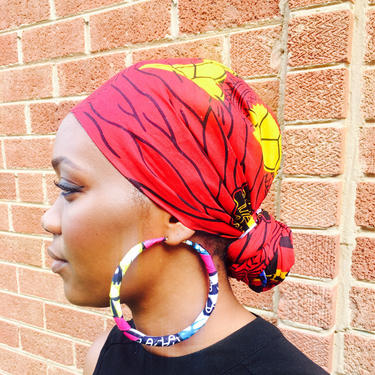 Beautiful sun-kissed Ankara Hoop Earrings, African Earrings, 100% Cotton 