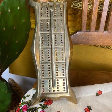 Vintage Brass Cribbage Board with Pegs 