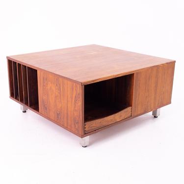 Mid Century Rosewood and Chrome Coffee Table Storage Cabinet - mcm 