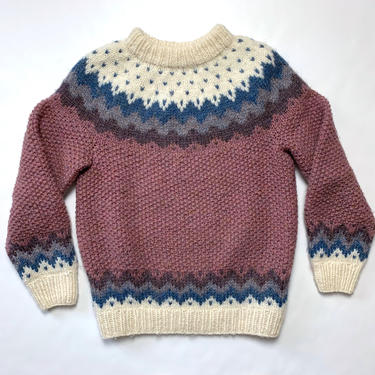 Vintage Women's Hilda Ltd x Eddie Bauer Wool Sweater ~ Size S ~ Crewneck / Pullover ~ Fisherman ~ Fair Isle ~ Iceland / Icelandic Knit 