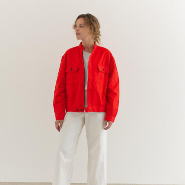 Vintage Bright Red Zip Work Jacket | Cotton Workwear Style Utility Coat | Made in Italy | M | IT--- 