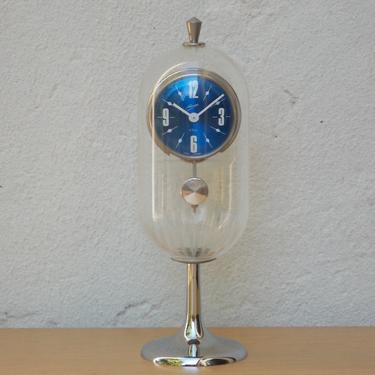 Johmid Rare Blue and Lucite Pendulette 8-Day Desk Clock 