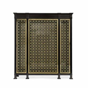 Caracole Modern Black and Gold Display Cabinet