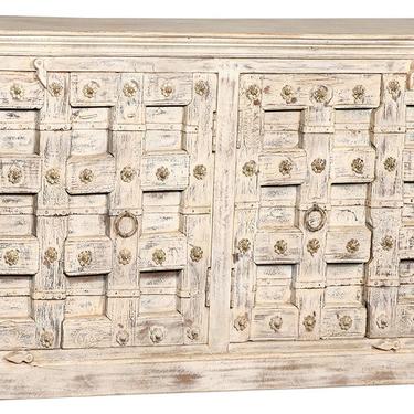 Large Antique Indian Door Sideboard with white wash finish by Terra Nova Furniture Los Angeles 