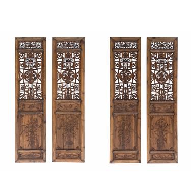 Set of 4 Vintage Chinese Eight Immortal Theme Wood Tall Panel Screen Divider cs6973E 
