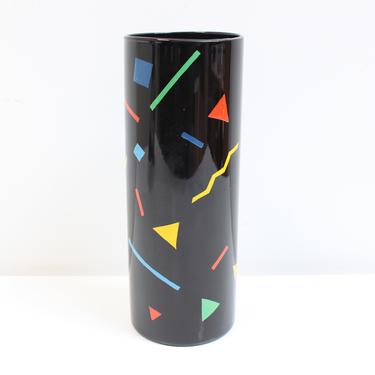 Memphis School Vase 80s Postmodern Art Glass Enamel Vintage Signed 