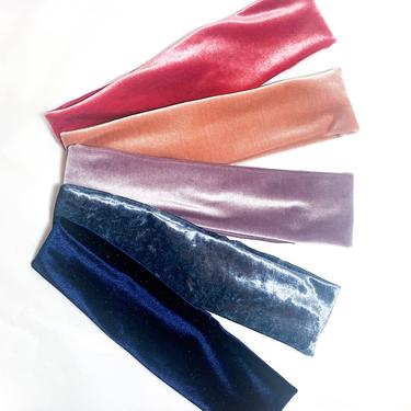 Stretch Velvet Headband  -  Simple / Sage / Navy / Terracotta  / Blue / Brown  - Boho Artsy Workout Sweatband Hair Cover 
