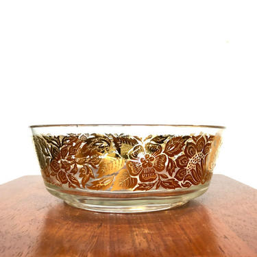 Vintage Mid Century Modern Georges Briard Signed Gold Flowers 8 Bowl 