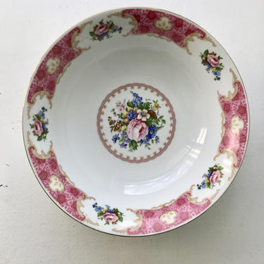 Pink and White Flowered Bowl Porcelain 