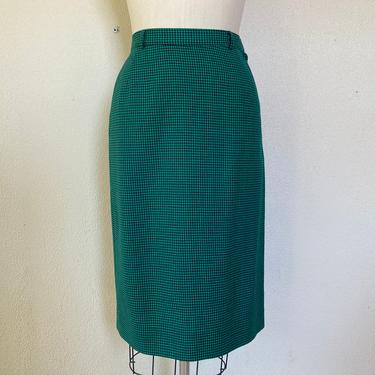 1980s Green houndstooth Pendleton wool pencil skirt 