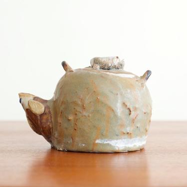 Vintage Handmade Stoneware Pottery Fish Teapot - 1970s 