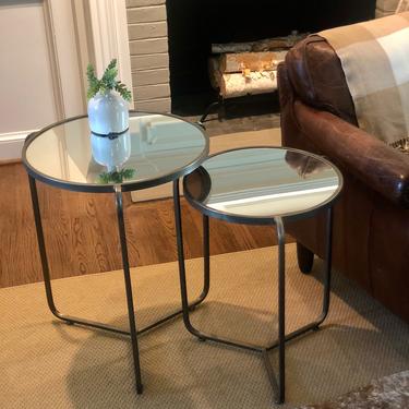 Industrial Mirror Side Table