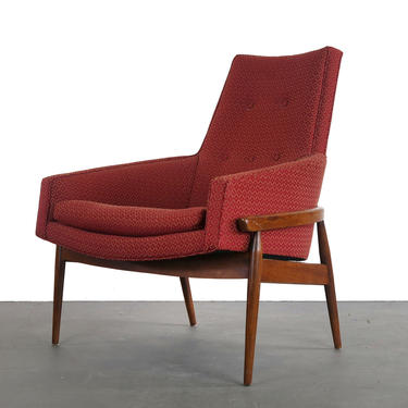 High Back Mid-Century Barrel Chair by Milo Baughman in Ruby Red 