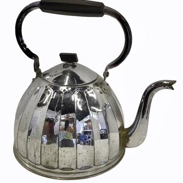 ( measurements) Early 20th Century  Large Chrome French Stove Top Water Kettle
