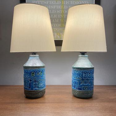 Pair of Bedroom \/Table Lamps by Bitossi, Italian Pottery