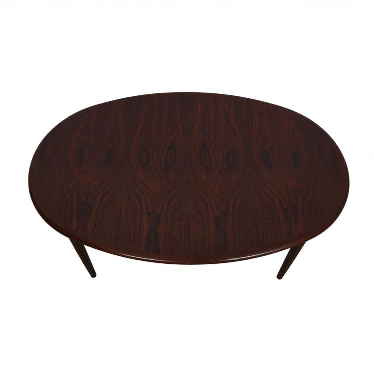 Danish Modern Large Oval Rosewood Expanding Dining Table