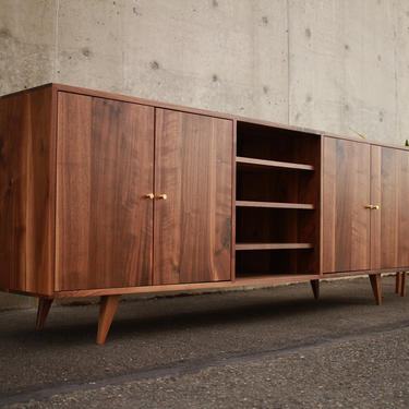 Ewell Buffet, Mid-Century Modern Sideboard, Mid Century Media Cabinet, Modern Solid Wood Buffet (Shown in Walnut) 
