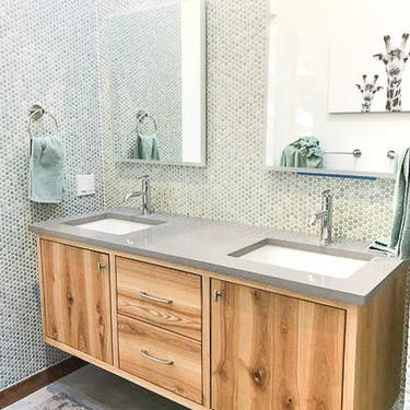 Floating Bathroom Vanity Cabinet made from Reclaimed Wood / Double Sink Console 