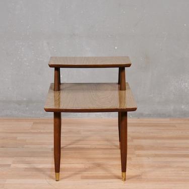 Mid Century Laminate Stepback Side Table – ONLINE ONLY