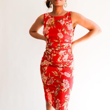 Dolce &amp; Gabbana Floral Draped Midi Dress, Size 40