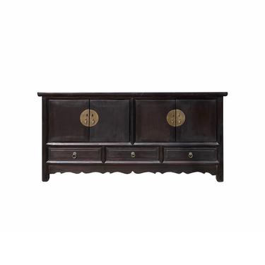 Chinese Dark Brown Stain Low TV Console Table Cabinet cs7123E 