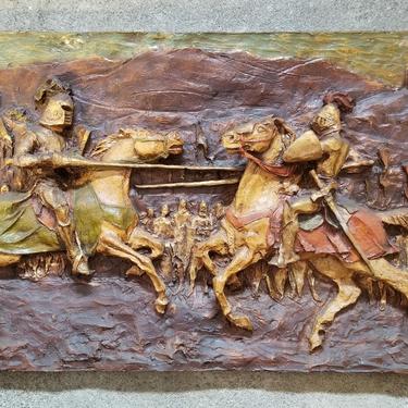 Wall Sculpture Medieval Jousting by J. Segura 1960's 