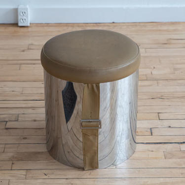 Pace Style Chrome and Leather Stool-Ottoman