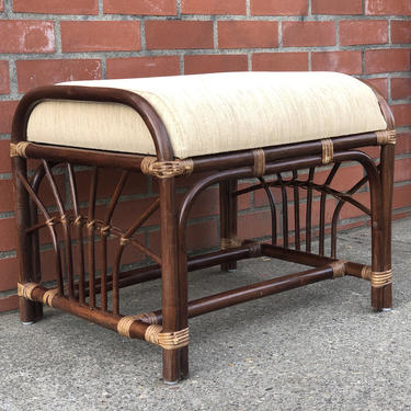 Free and Insured Shipping Within US - Vintage Rattan Sofa Stool ottoman 