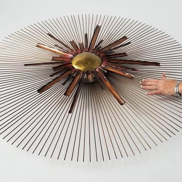 Huge 43in. SUNBURST  made of steel rod , brass and copper trim , 1970s , USA 