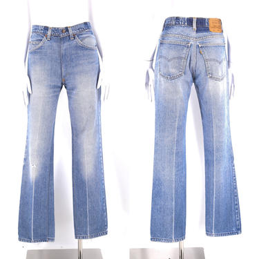 70s LEVIS 517 Orange Tab hi rise denim jeans 30 / vintage 1970s medium wash sexy fit Levis pants sz 8 30 x 31 