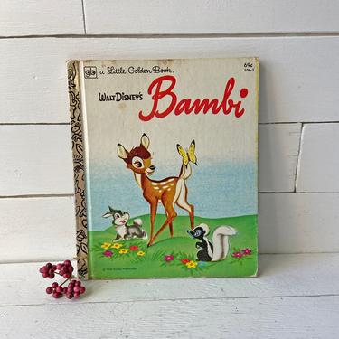 Vintage Gold Book Bambi Disney, Walt Disney Book // Vintage Disney Bambi Decor // Vintage Children's Books // Baby Shower Gift 