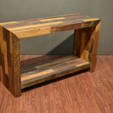 Rustic Solid Wood Plank Console Table / Sofa Table with bottom shelf 